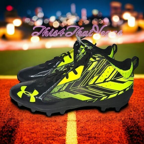 Under Armour Men's Ripshot Mid MC Lacrosse cleats black/green NWOT - Picture 3 of 5